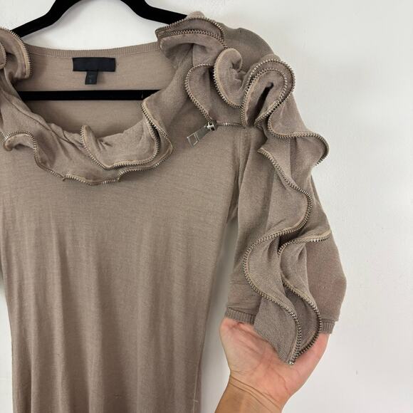 Vintage Burberry Ruffle Zip Sweater Merino Wool Silk S - Picture 4 of 12